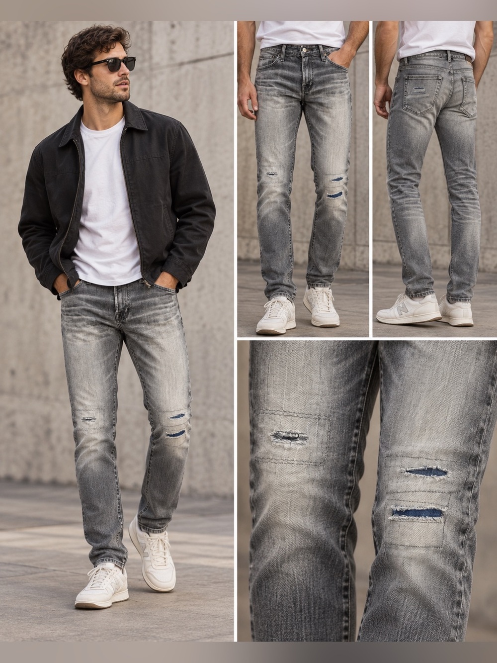 AG Adriano Goldschmied The Tellis 28 Gray Distressed Slim Jeans Mens